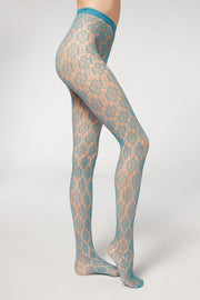 Fishnet Florales Turquesa